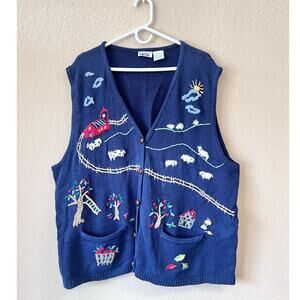Vintage 1990's Capacity Woman kitschy farm sweater vest size 3X